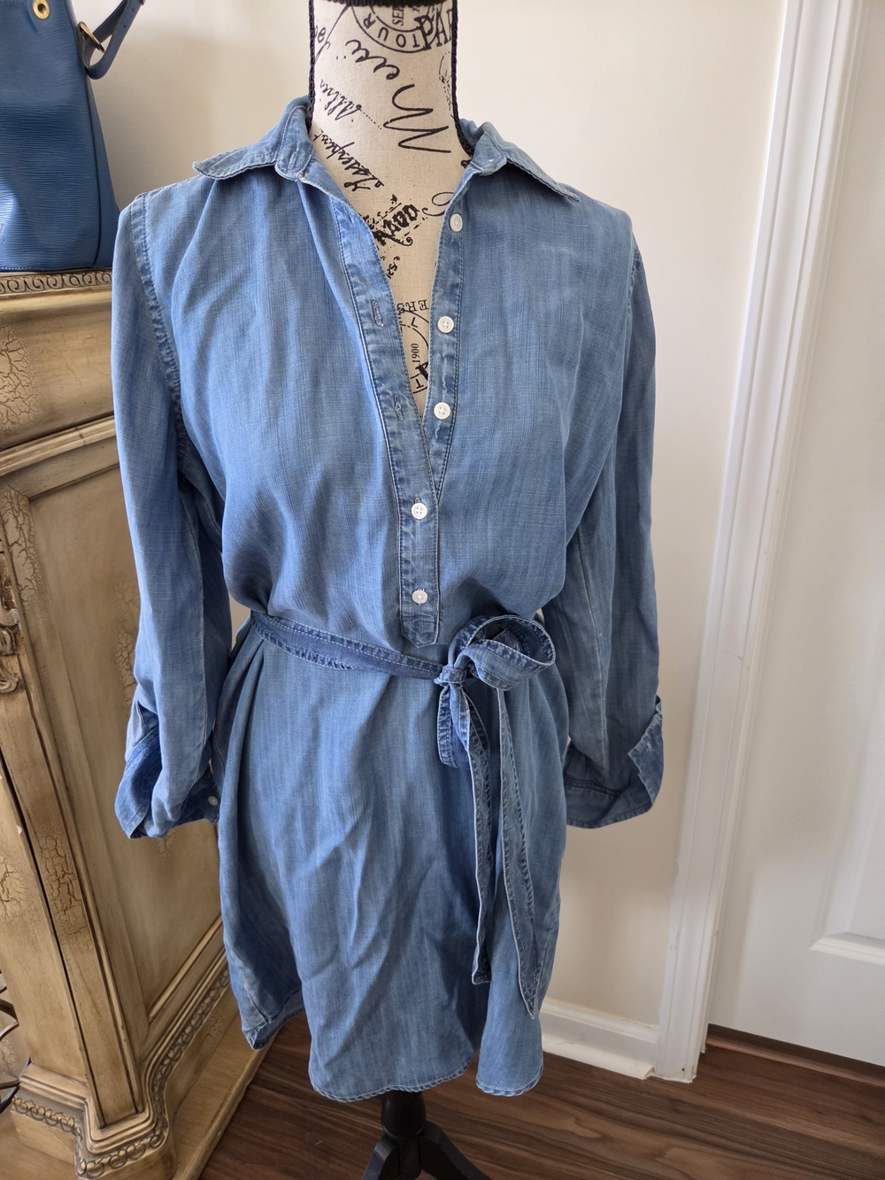 LOFT Indigo Chambray Shirt Dress